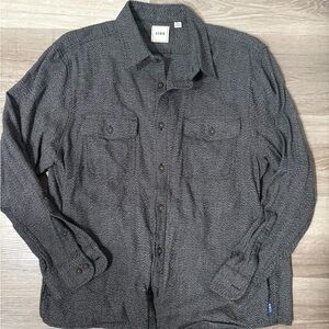 Men's ROWM Black Button-Up shirt jacket.